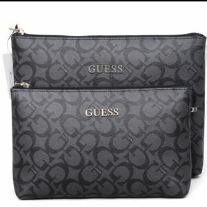 Nwt' GUESS Unisex Toiletry Bag Set Black/Gray Monogram Travel Organizer